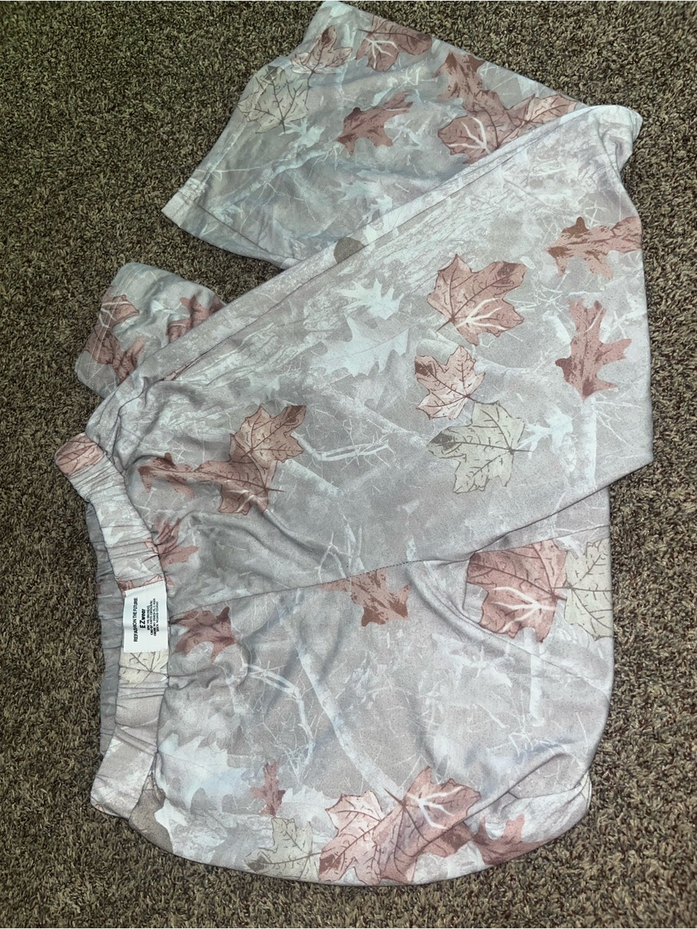 SHEIN Pastel Leaf-Print Lounge Pants in Light Pink and Cream